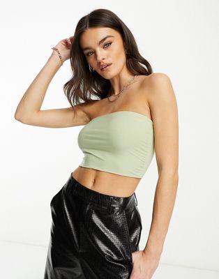 NA-KD x Mimi AR bandeau top with neck wrap in green