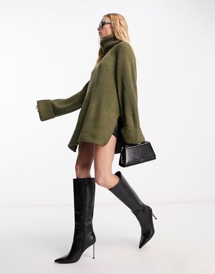 NA-KD x Moa Mattsson ribbed sweater in olive green