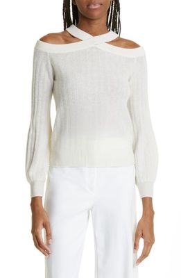 NAADAM Coast Cold Shoulder Cashmere Sweater in White
