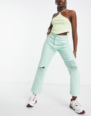 NaaNaa high waisted straight leg jeans in mint green