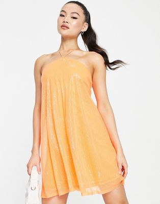 NaaNaa mini sequin trapeze dress in orange