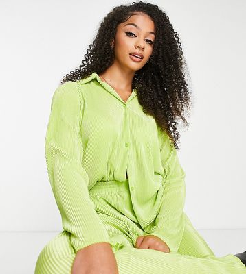 NaaNaa Tall plisse shirt in green - part of a set