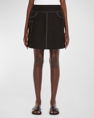 Nabulus Topstitched A-Line Mini Skirt