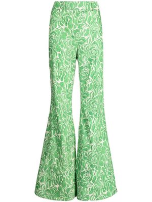 Nackiyé Mick floral-print flared trousers - Green