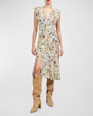 Nadia Sleeveless Floral-Print Midi Dress