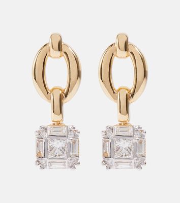 Nadine Aysoy Catena Illusion Assher 18kt gold earrings with diamonds
