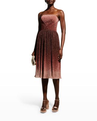 Nadine Strapless Ombre Shimmer Dress