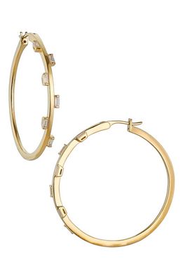 Nadri Baguette Cut Cubic Zirconia Hoop Earrings in Gold
