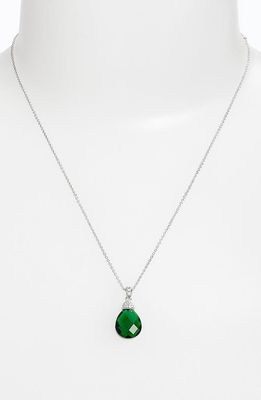 Nadri Boxed Faceted Pendant Necklace in Emerald/Silver