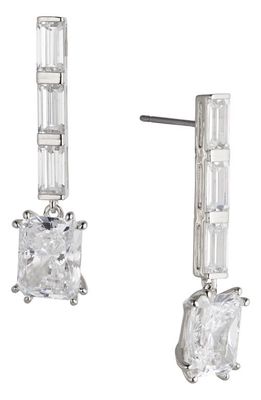 Nadri Chateau Crystal Linear Drop Earrings in Rhodium