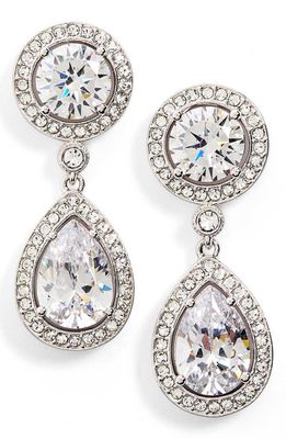 Nadri Crystal & Cubic Zirconia Drop Earrings in Silver/Clear Crystal