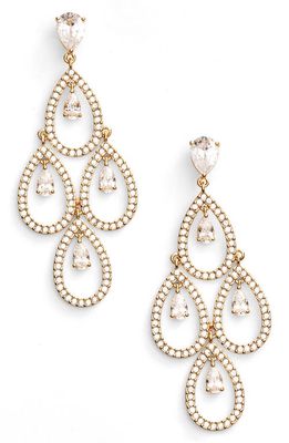 Nadri Crystal Chandelier Earrings in Gold