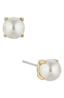 Nadri Dot Dot Dot Imitation Pearl Stud Earrings in Gold/Pearl