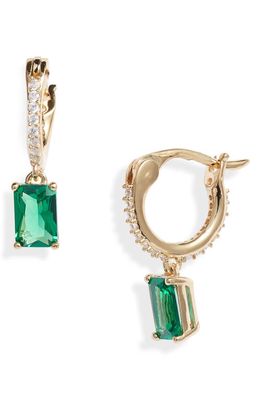 Nadri Emerald Isle Cubic Zirconia Hoop Earrings in Gold/Green