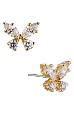 Nadri Flutter Butterfly Stud Earrings in Gold