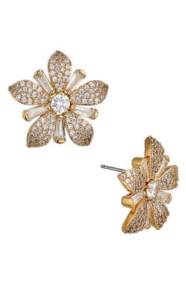 Nadri Freya Pave XL Flower Stud Earrings in Gold
