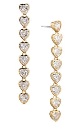 Nadri Heart Linear Drop Earrings in Gold