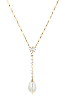 Nadri Imitation Pearl Y-Necklace in Gold