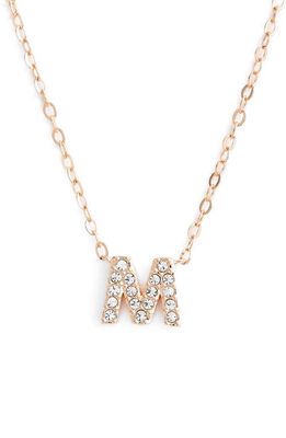 Nadri Initial Pendant Necklace in M Rose Gold