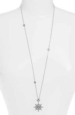 Nadri 'Liberty' Cubic Zirconia Long Pendant Necklace in Black Hemetite