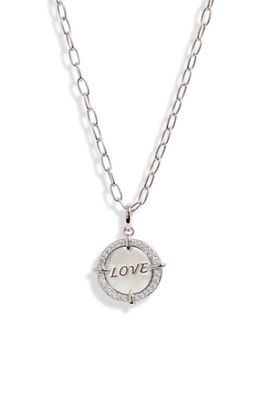 Nadri Love Round Pendant Necklace in Rhodium