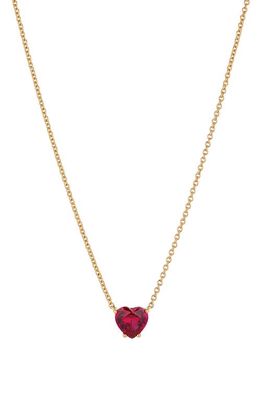 Nadri Modern Love Heart Pendant Necklace in Gold With Dark Pink
