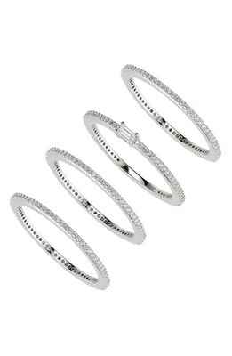 Nadri Pave The Way Set of 4 Cubic Zirconia Stacking Rings in Rhodium
