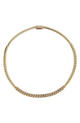 Nadri Twilight Cubic Zirconia Curb Chain Collar Necklace in Gold