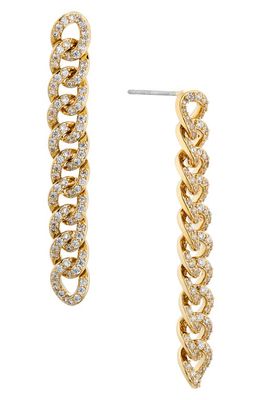 Nadri Twilight Cubic Zirconia Pavé Curb Chain Linear Earrings in Gold