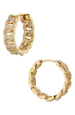 Nadri Twilight Cubic Zirconia Pavé Curb Link Hoop Earrings in Gold