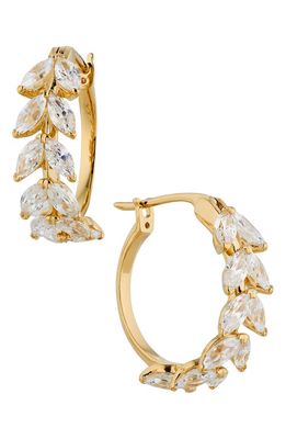 Nadri Wild Flower Vine Crystal Hoop Earrings in Gold