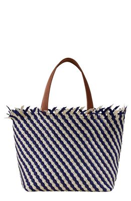 NAGHEDI Medium Havana Stripe Woven Tote in Venice 