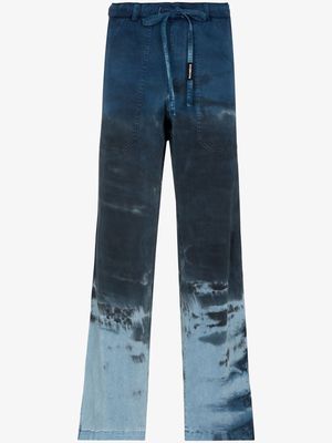 Nahmias acid-wash drawstring trousers - Blue
