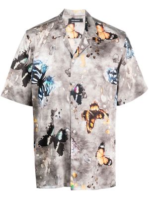 Nahmias butterfly-print stretch-silk shirt - Grey