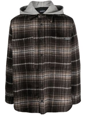 Nahmias check-pattern hooded shirt jacket - Brown