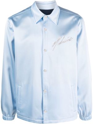 Nahmias embroidered stretch-silk shirt jacket - Blue