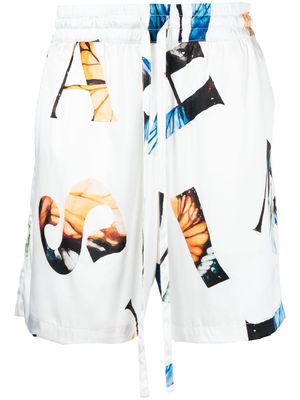 Nahmias graphic-print silk shorts - White
