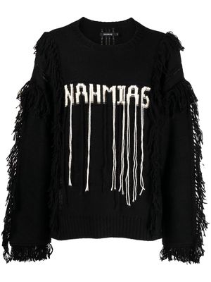 Nahmias intarsia-knit logo alpaca wool jumper - Black