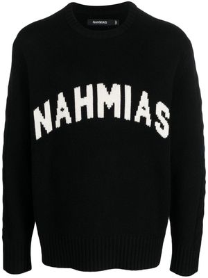 Nahmias intarsia knit logo wool jumper - Black