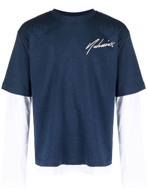 Nahmias layered logo-embroidered T-shirt - Blue