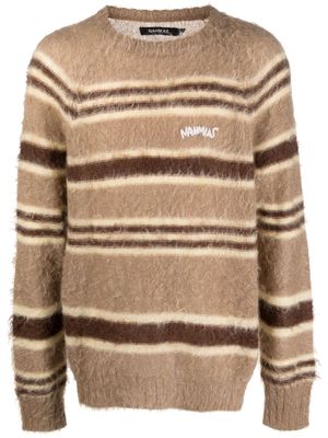 Nahmias logo-embroidered patterned intarsia-knit jumper - Neutrals