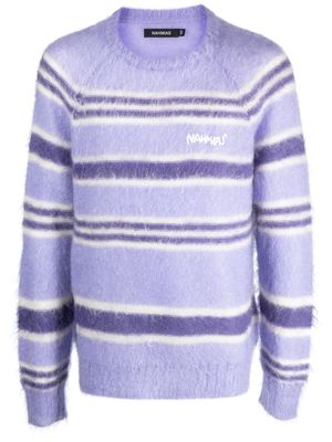 Nahmias logo-embroidered striped jumper - Purple