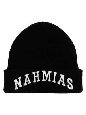 Nahmias logo-embroidered wool-cashmere blend beanie - Black