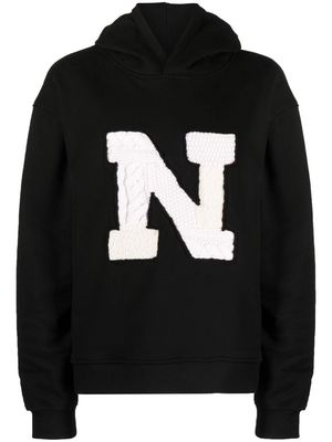 Nahmias logo-patch patchwork-detail hoodie - Black