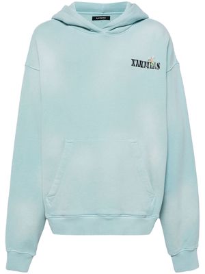 Nahmias logo-print cotton hoodie - Blue