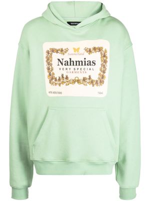 Nahmias logo-print cotton hoodie - Green