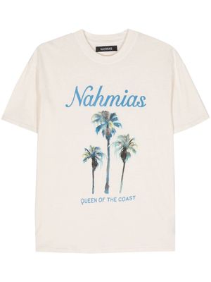 Nahmias logo-print cotton T-shirt - Neutrals