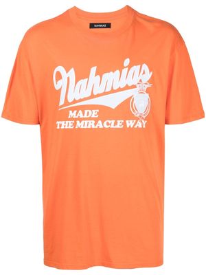 Nahmias logo-print cotton T-shirt - Orange