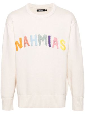 Nahmias Rainbow logo-intarsia jumper - Neutrals
