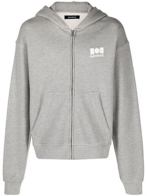 Nahmias Sherpa logo-print cotton hoodie - Grey